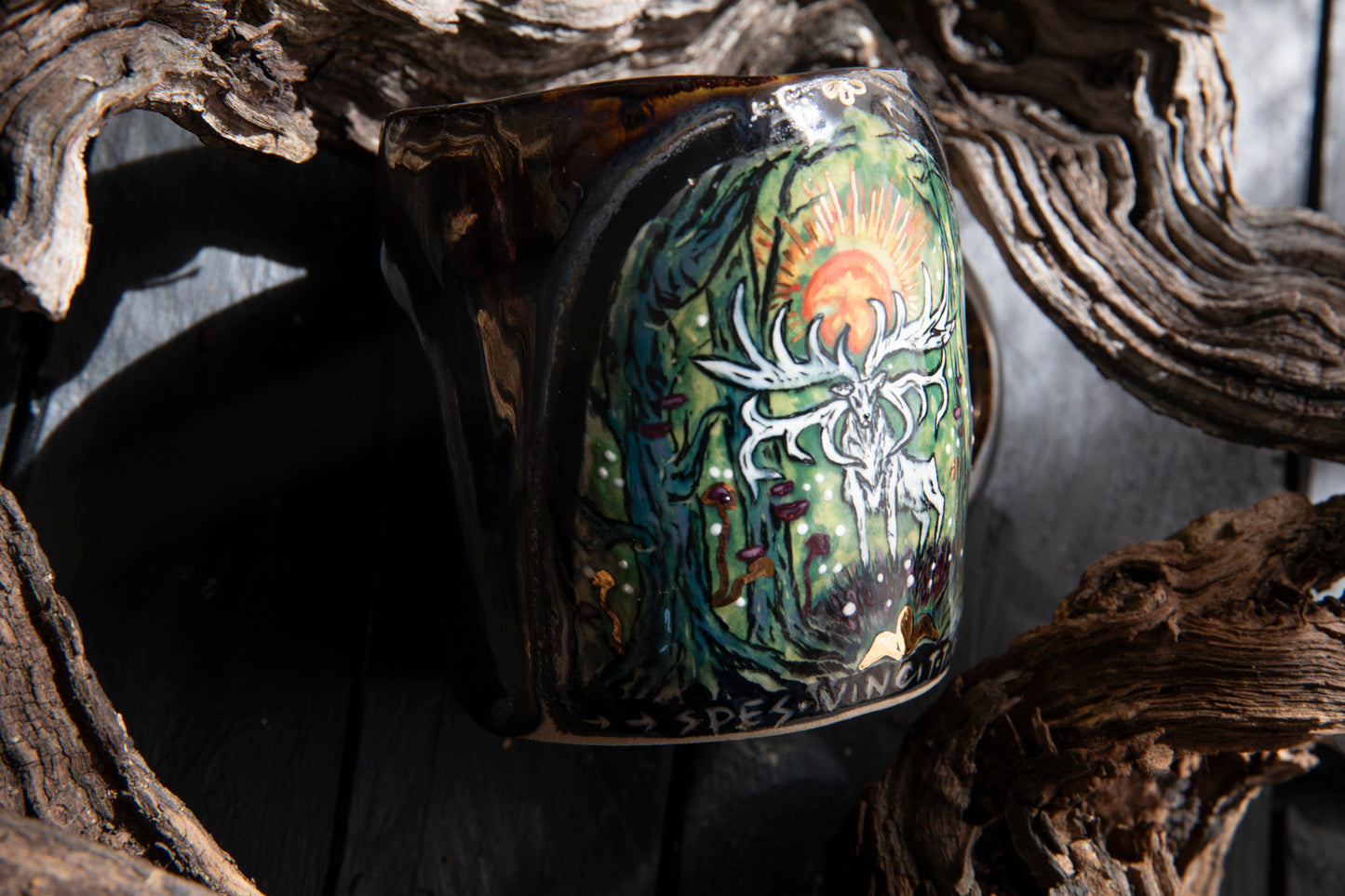 Noble white stag ceramic mug