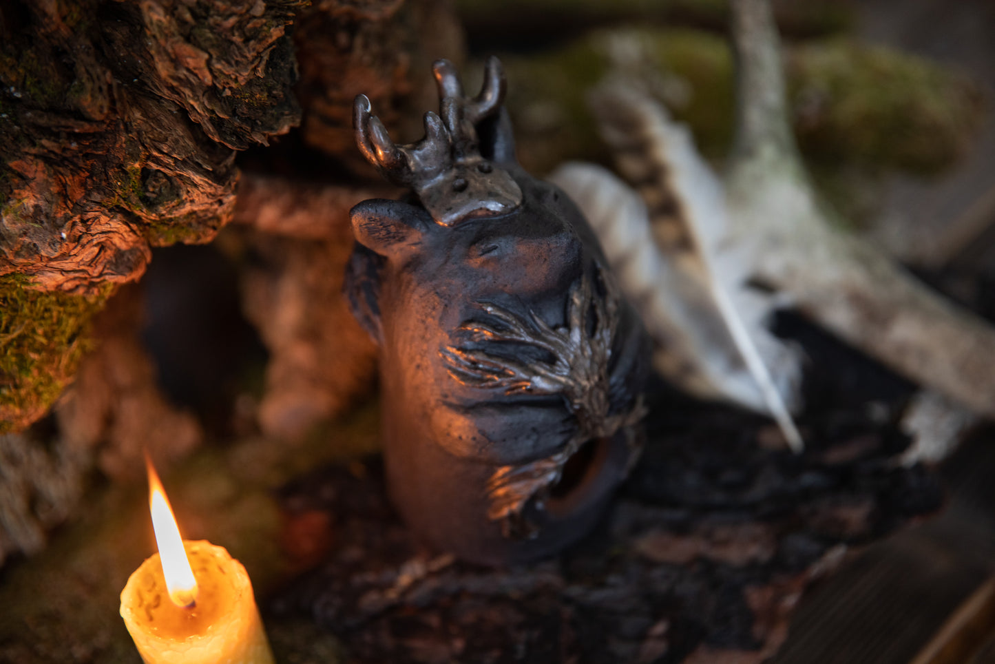 Forest Guardians. Marten ceramic candle holder