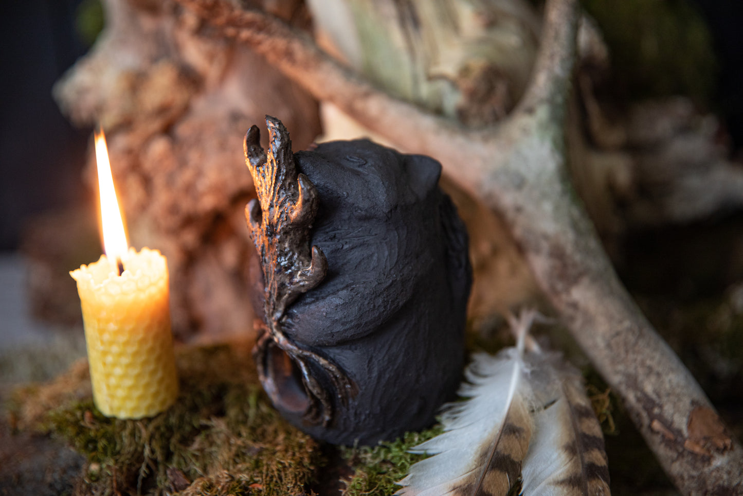 Forest Guardians. Marten ceramic candle holder