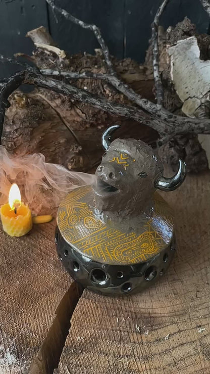 Bison incense ceramic burner